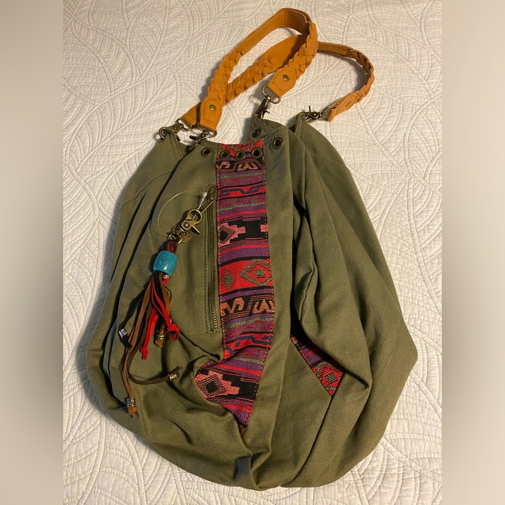 Lucky Brand Green Aztec Boho Handbag